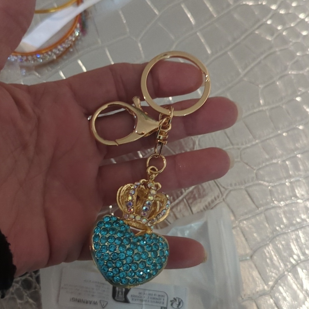 Bag Charm Keychain Blue Heart